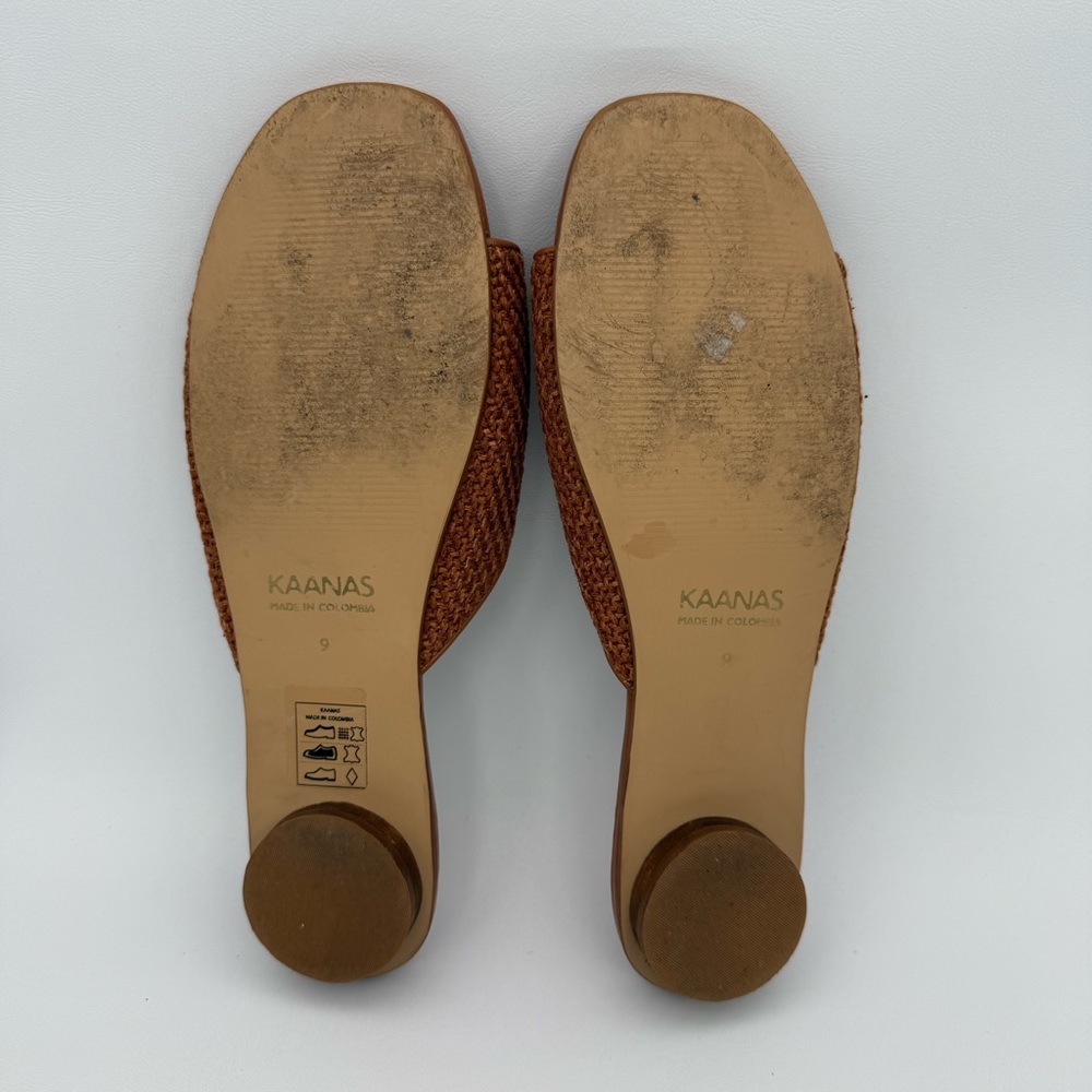KAANAS Serene Brandy Sandal Woven Leather Brown Square Toe 9 Minimalist Neutral - Picture 10 of 15